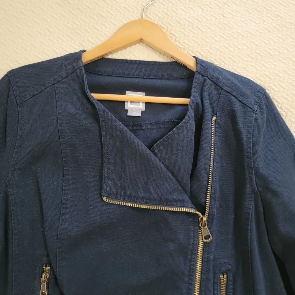 JCP Blue Denim Jacket Women's Size Large Zipper Front